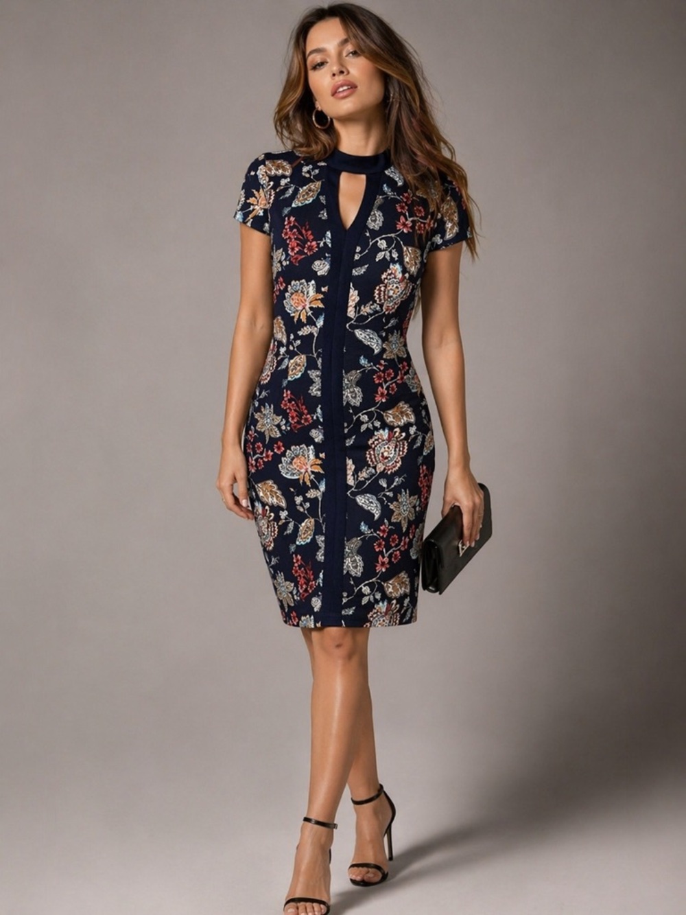 Roz & Ali Navy Floral Midi Dress